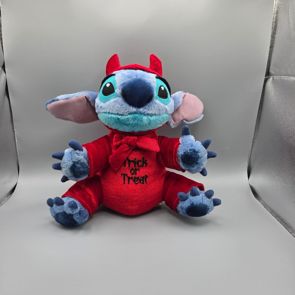 RARE Disney Parks Stitch in Red Devil Costume Halloween Plush Trick or Treat